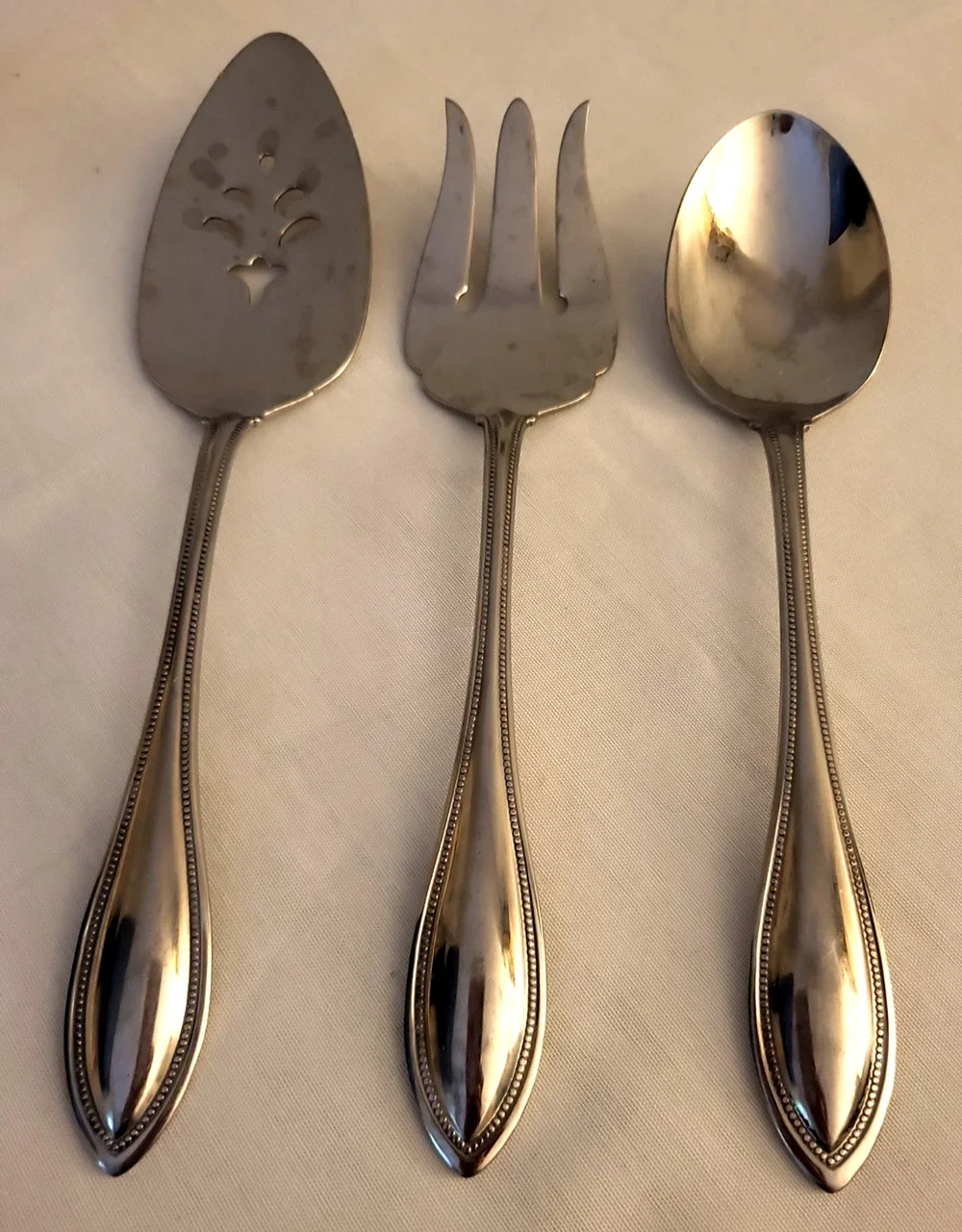 ONEIDA Stainless Arbor American Harmony 3 Serving Pieces Spoon Fork Cake Server